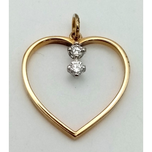 993 - 9K Yellow Gold Diamond Set Heart Pendant.
Weighs 1.4g