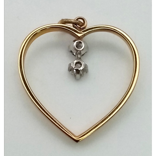 993 - 9K Yellow Gold Diamond Set Heart Pendant.
Weighs 1.4g