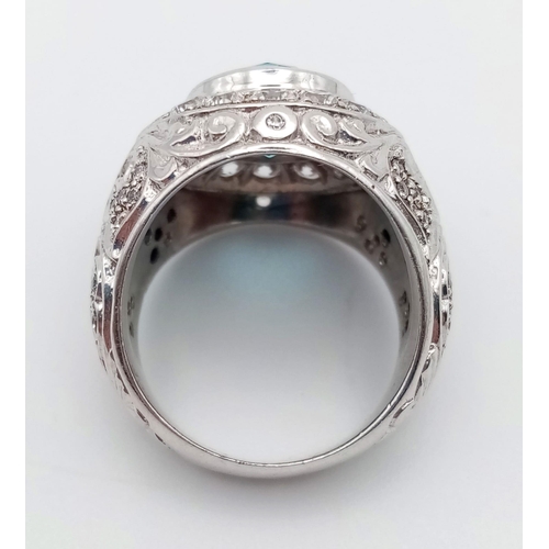 1108 - Sterling Silver Stone set ring, size Q, weighs 14.2g. all proceeds from this lot goes to charity.