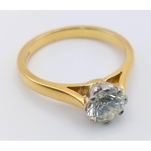 68 - 18k yellow gold diamond solitaire ring.
0.85ct diamond
weighs 3.49g
size L