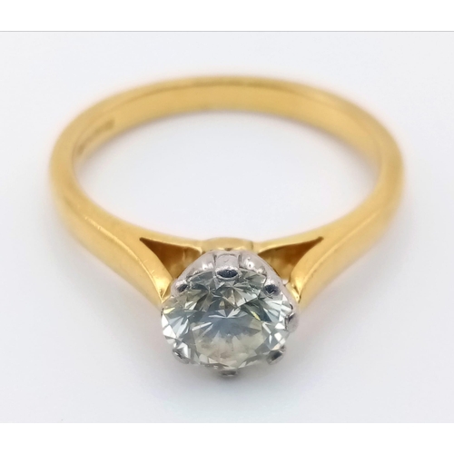 68 - 18k yellow gold diamond solitaire ring.
0.85ct diamond
weighs 3.49g
size L