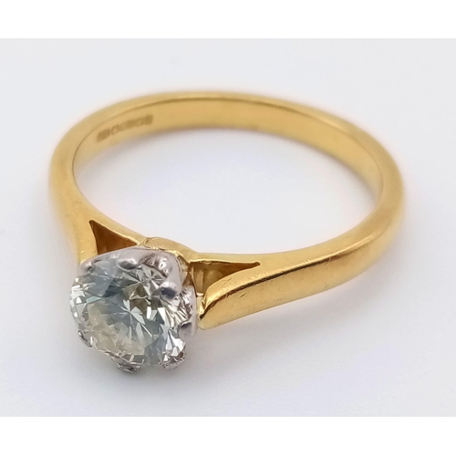 68 - 18k yellow gold diamond solitaire ring.
0.85ct diamond
weighs 3.49g
size L