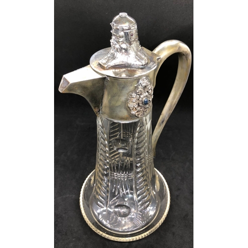 261 - Spectacular Solid silver diamond  and cut glass claret jug 

.height 29.5cm 
Diameter to base 14cm 
... 