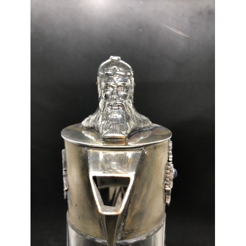 261 - Spectacular Solid silver diamond  and cut glass claret jug 

.height 29.5cm 
Diameter to base 14cm 
... 