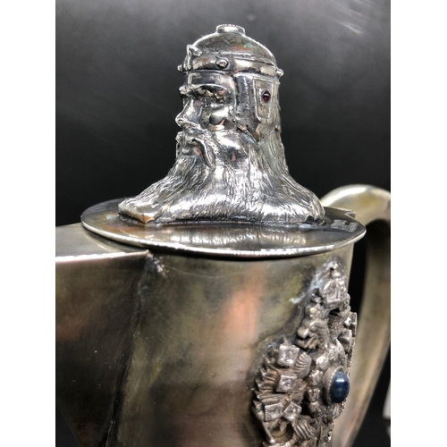 261 - Spectacular Solid silver diamond  and cut glass claret jug 

.height 29.5cm 
Diameter to base 14cm 
... 