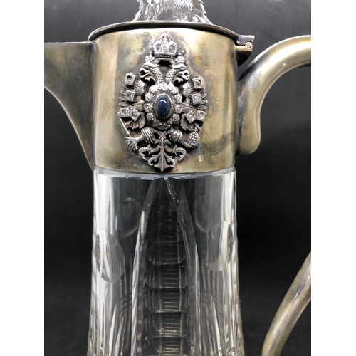 261 - Spectacular Solid silver diamond  and cut glass claret jug 

.height 29.5cm 
Diameter to base 14cm 
... 