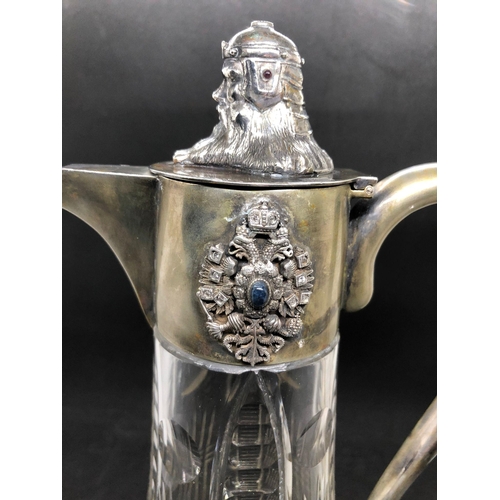 261 - Spectacular Solid silver diamond  and cut glass claret jug 

.height 29.5cm 
Diameter to base 14cm 
... 