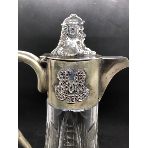 261 - Spectacular Solid silver diamond  and cut glass claret jug 

.height 29.5cm 
Diameter to base 14cm 
... 