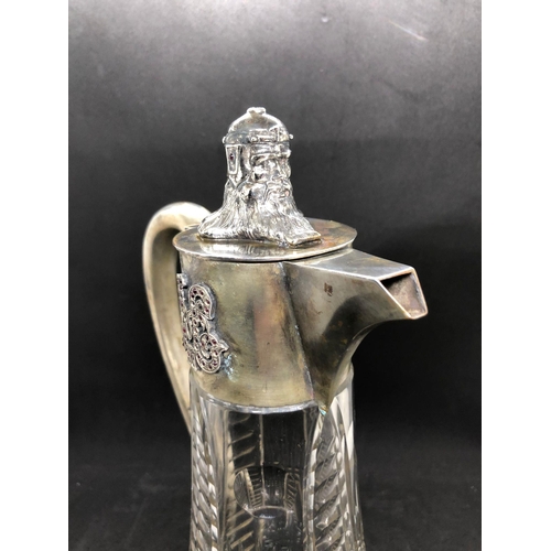 261 - Spectacular Solid silver diamond  and cut glass claret jug 

.height 29.5cm 
Diameter to base 14cm 
... 