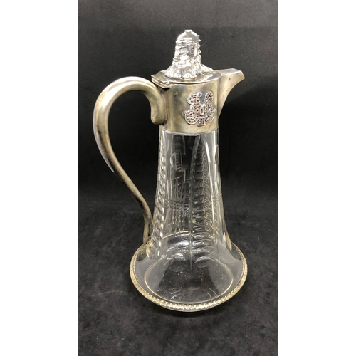 261 - Spectacular Solid silver diamond  and cut glass claret jug 

.height 29.5cm 
Diameter to base 14cm 
... 