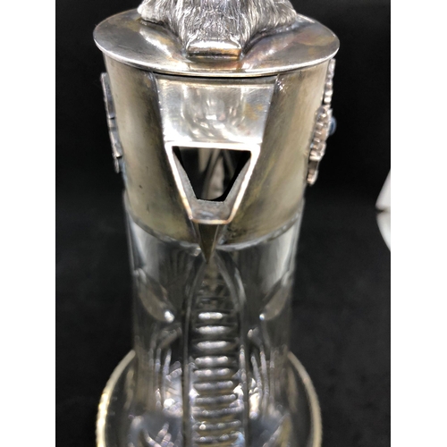 261 - Spectacular Solid silver diamond  and cut glass claret jug 

.height 29.5cm 
Diameter to base 14cm 
... 