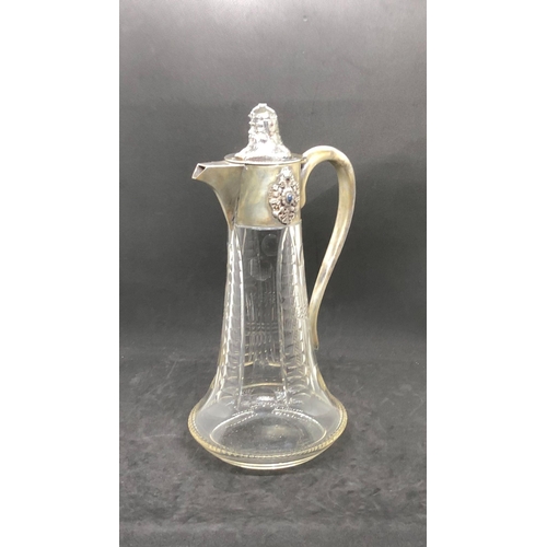 261 - Spectacular Solid silver diamond  and cut glass claret jug 

.height 29.5cm 
Diameter to base 14cm 
... 