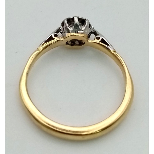 334 - A classic mid century diamond single stone ring. set in 9k yellow gold, Ring size K, Weight 2.8 gram... 