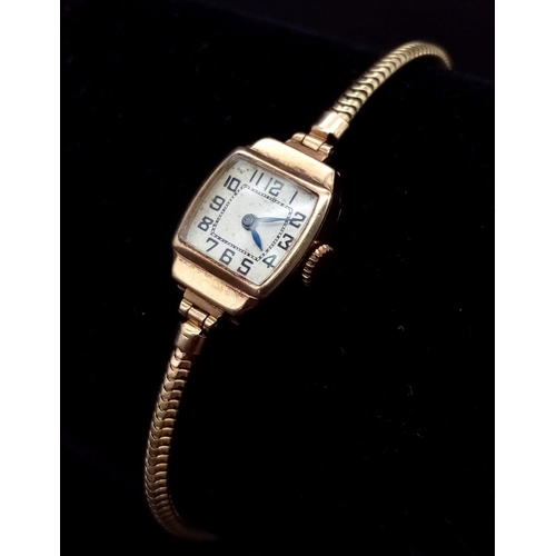 A Vintage 9K Gold Cased Ladies Watch. Mechanical movement in working ...