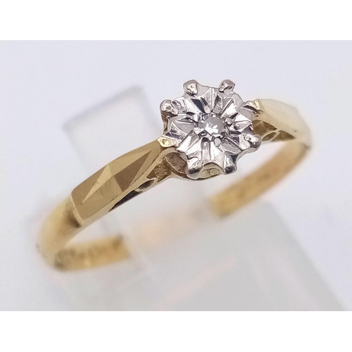 574 - A Classic Victorian Diamond Single Stone Ring Set in 18ct Yellow Gold. Ring size P, Total weight 2.1... 