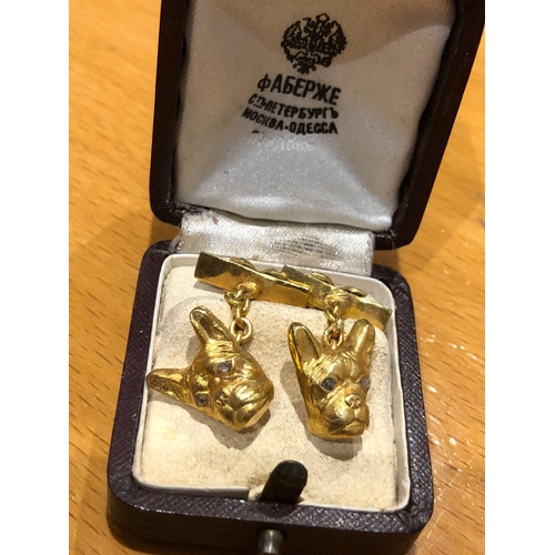 623 - Amazing pair of bulldog cufflinks, Silver gilt and diamonds.

Weight 8.1 grams 
Length of face 1.5cm... 