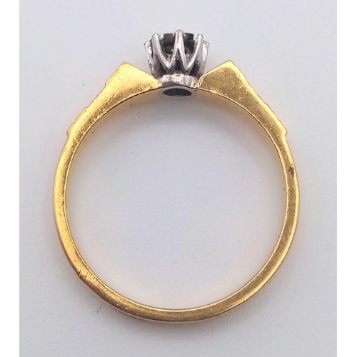 630 - A 18k Yellow Gold Classic Vintage Mid Century Single Stone Diamond Ring, Ring Size P, Total Weight 3... 