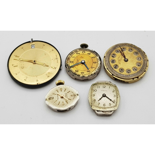 961 - 5 assorted watch movements as found.