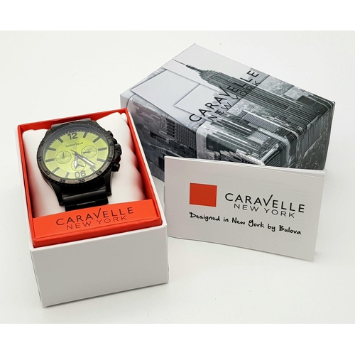 1409 - A Caravelle of New York Chronograph Gents Watch. As new, in case. In full working order.