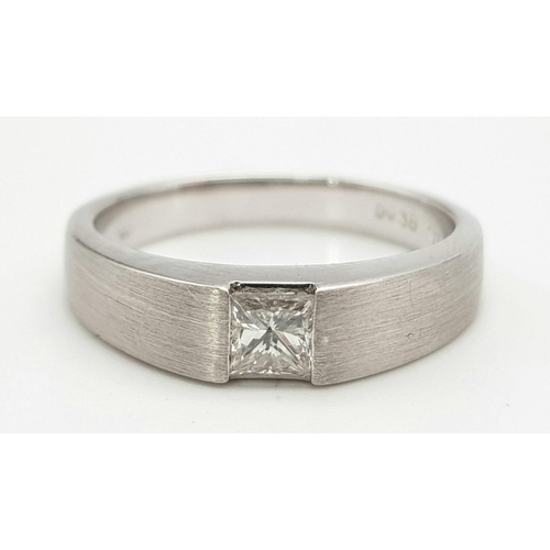 164 - 18k White Gold Diamond Solitaire band ring 
0.38ct Diamonds
Weighs 4.1g
Size N