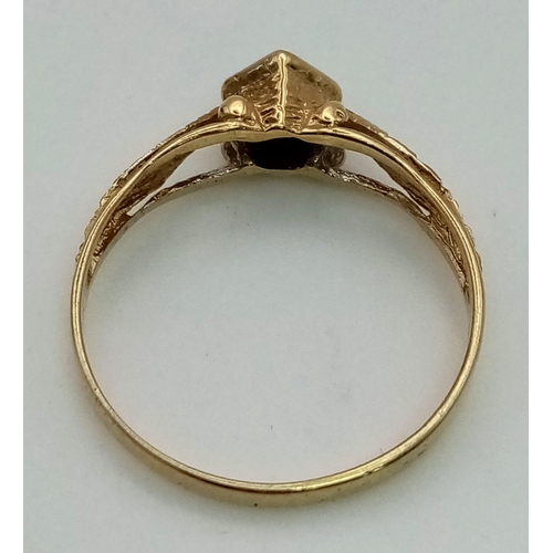 230 - A classic mid century diamond single stone ring. set in 9k yellow gold, Ring Size M1/2, Weight 2.0 g... 