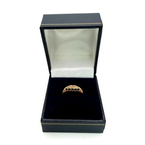 433 - A 18k Yellow Gold 5 Stone Diamond Ring, Ring Size K, Total Weight 1.9 grams.