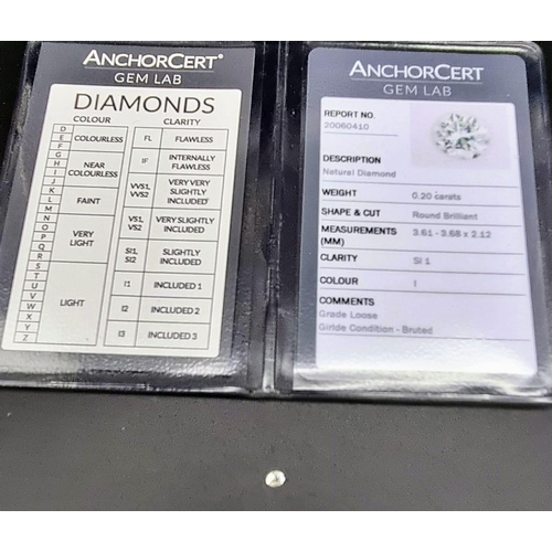 870 - Two Brilliant Round Diamonds - 0.19ct and 0.21ct. Both come with Anchor certificates.