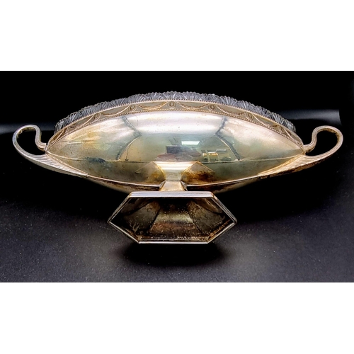 873 - A Silver Plated German Nazi Oval Dish from the Swedish Embassy. Glass inner. Circa 1935-45. Twin han... 