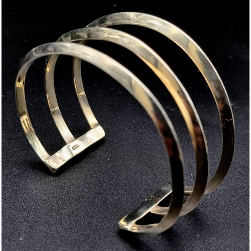 986 - Sterling Silver Triple Split Bangle, weighs 32.4g