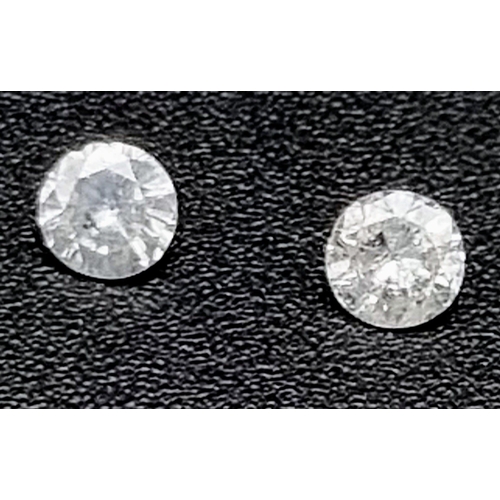 867 - PAIR OF ROUND BRILIANT CUT DIAMONDS, 0.30CT TOTAL