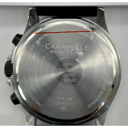 970 - A Caravelle of New York Chronograph Gents Watch. As new, in case. In full working order.