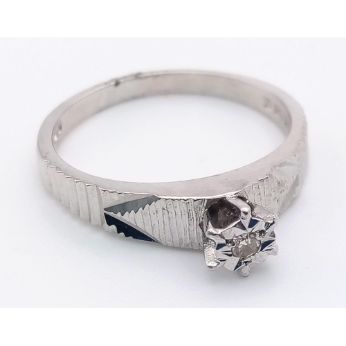 1069 - 9K White Gold Diamond Solitaire Ring
Weighs 2.7g
Size N