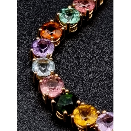 258 - 16k Yellow Gold Multi Gem Set Bracelet. Weighs 12.7g