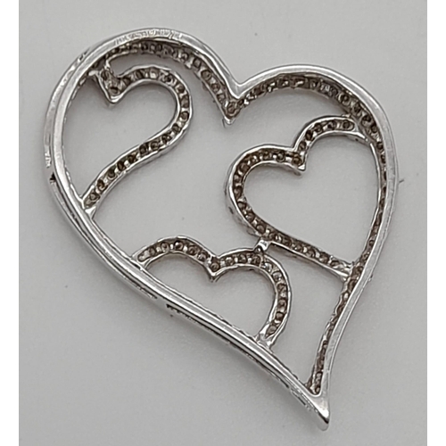 395 - 18K White Gold Diamond Heart Pendant
0.71ct Diamonds
Weighs 3.75g
4cm in length