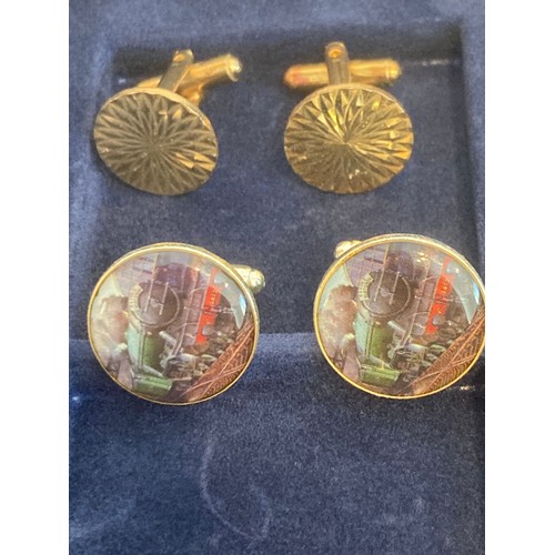 1064 - Selection  of VINTAGE CUFFLINKS to include New Zealand Services,Locomotive, Horse, mother of pearl e... 