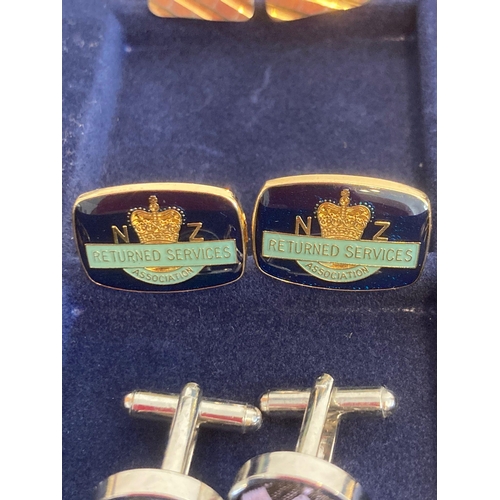 1064 - Selection  of VINTAGE CUFFLINKS to include New Zealand Services,Locomotive, Horse, mother of pearl e... 