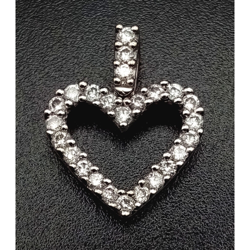 1076 - 18K White Gold Diamond Heart pendant. 
0.20ct Diamond
Weighs 1.2g