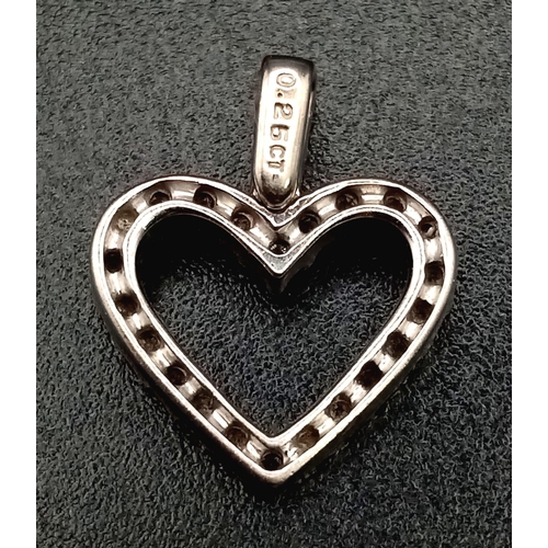 1076 - 18K White Gold Diamond Heart pendant. 
0.20ct Diamond
Weighs 1.2g