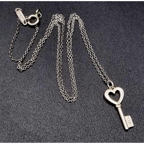 1106 - TIFFANY & CO STERLING SILVER KEY PENDANT ON SILVER CHAIN 2G