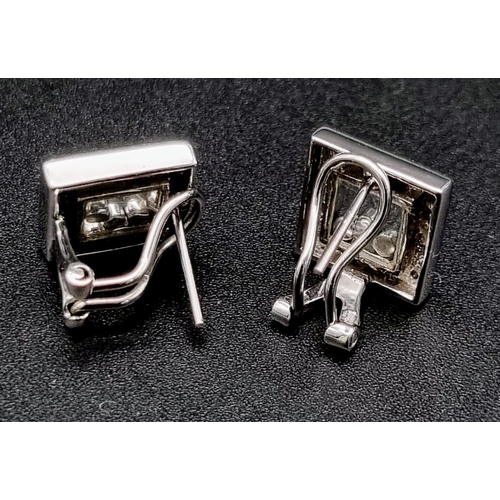 185 - 18K White Gold Diamond Stud Earrings weighs 6.7g