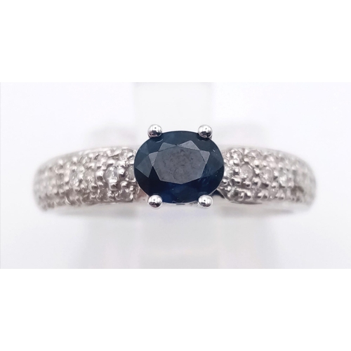 514 - 18K White Gold Diamond and Sapphire Ring
0.25ct Diamond 0.82ct Sapphire
Weighs 3.63g
Size N