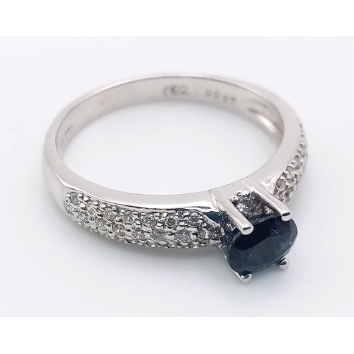 514 - 18K White Gold Diamond and Sapphire Ring
0.25ct Diamond 0.82ct Sapphire
Weighs 3.63g
Size N