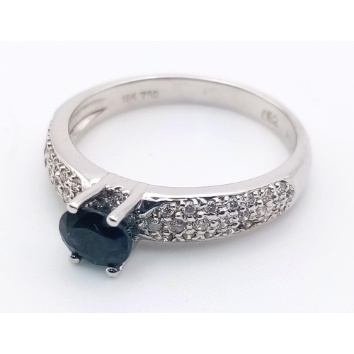 514 - 18K White Gold Diamond and Sapphire Ring
0.25ct Diamond 0.82ct Sapphire
Weighs 3.63g
Size N