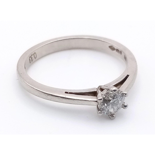 114 - PLATINUM DIAMOND SOLITAIRE RING, 0.33CT DIAMOND, 3.3G SIZE L