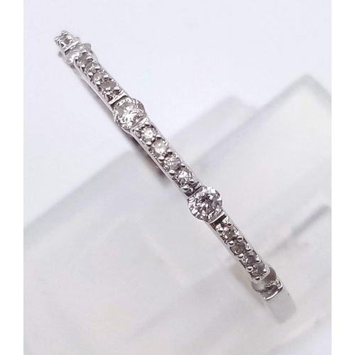 897 - 9K White Gold Diamond Band Ring.
0.15ct Diamond
Weighs 1.26g
Size P