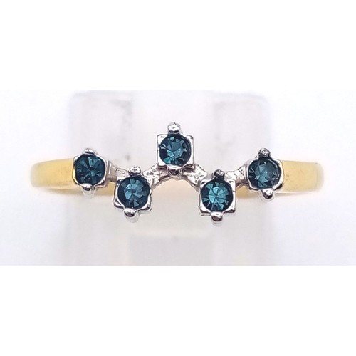 746 - A 9K Yellow Gold Ring with Blue and White Stones. Size L
1.5g total weight And a Pretty Yellow Metal... 