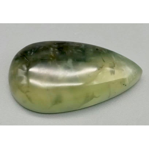 484 - 50 Ct Cabochon Prehnite, Pear Shape, GLI Certified