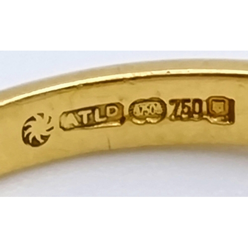 461 - An 18K Yellow Gold Two Diamond Crossover Ring. Size I. Total weight 3.12g.