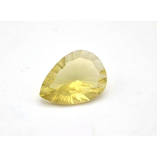 593 - Lot of 2 Gemstones - 10.85ct  Mixed Concave Cut Lemon Quartz and a 4.95ct Mixed Concave Cut Green Am... 