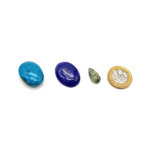 600 - Lot of 3 Gemstones - 7.80ct Prehnite cabochon, 42.06ct Lapis Lazuli cabochon and a 42.50ct Turquoise... 